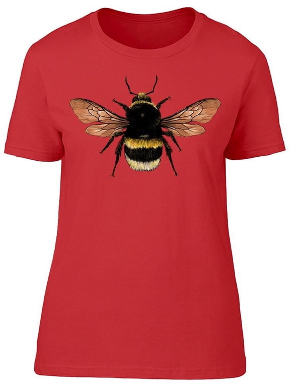 Fluffy Bumblebee Drawing T-Shirt Women -Image by Shutterstock, Female Small