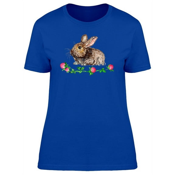 Fluffy Bunny In Watercolor T-Shirt Women -Image by Shutterstock, Female Large