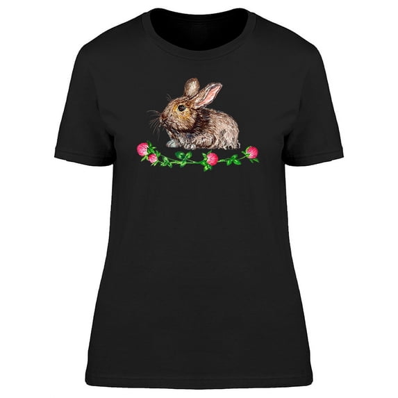 Fluffy Bunny In Watercolor T-Shirt Women -Image by Shutterstock, Female x-Large