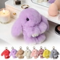 thumbnail image 1 of Fluffy Bunny Keychain, Faux Rabbit Fur Bunny Bag Charm, Cute Plush Bunny Key Ring for Backpacks, Purses, Keys, Multiple Colors Available, 1 of 7