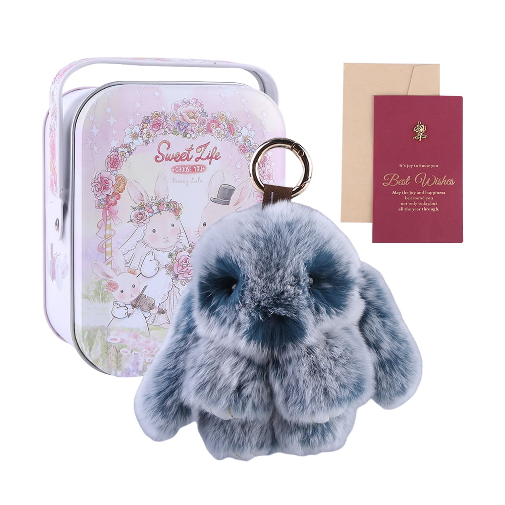 Fluffy Bunny Trinket Key Chain Charm Fur Cute Fluffy Bunny Keychain Fluffy Fur Pompon Bunny Doll Pendant Bunny Lulu Keychain