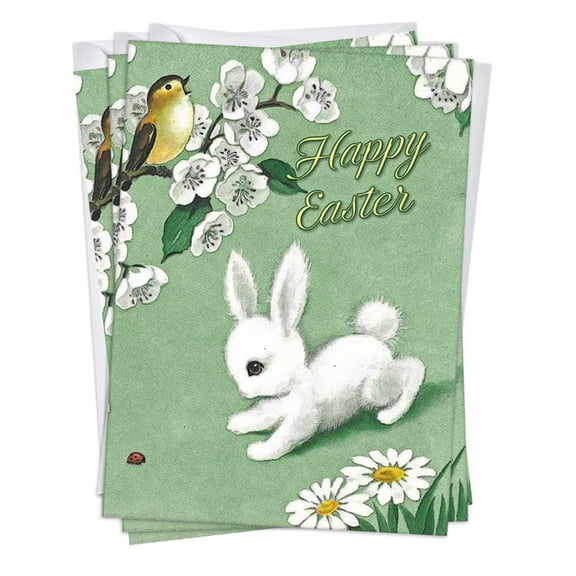 Fluffy Bunny Vintage Easter Cards | 3 Pack Set (5x7)