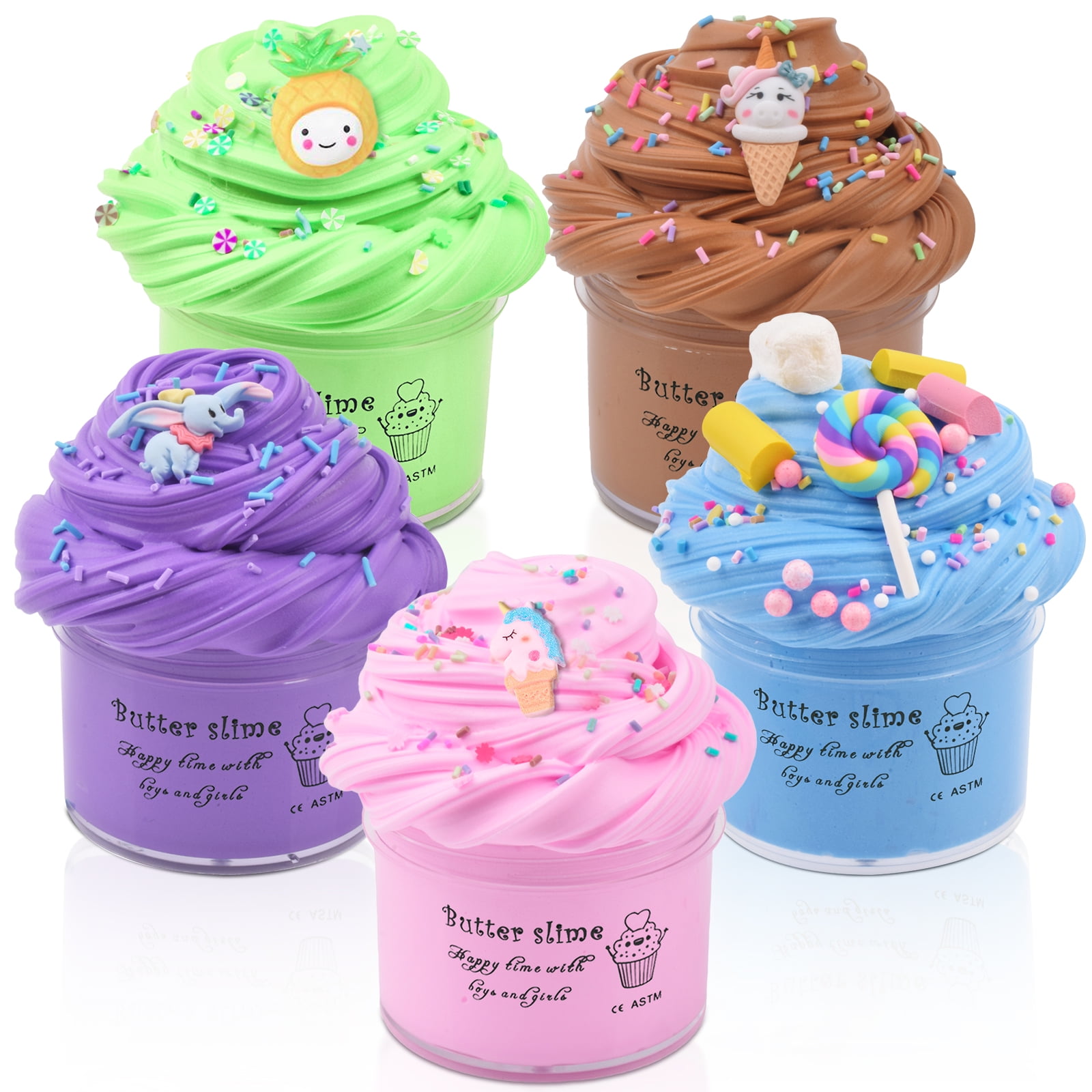 Kit de 12 pcs Butter Slime, Ice Cream Fluffy Slime pour Filles et