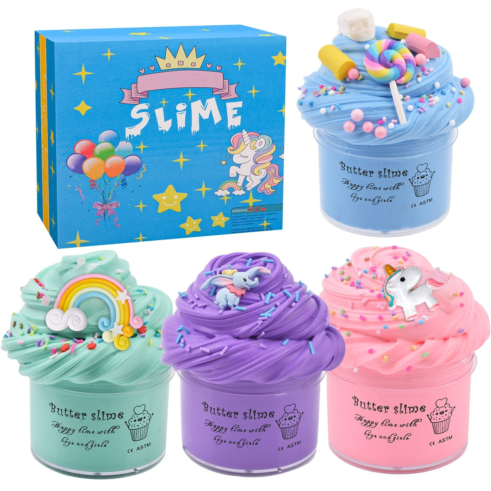 Vishare Christmas Slime Kit for Girls 8-12,DIY Butter Slime Toys for  Girls,16 Pack Ice Cream Toy and Cup Cake Slime Fluffy Putty Toys,Crystal  Smile