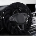 thumbnail image 1 of Fluffy Car Steering Wheel Cover, 15 Inches Anti-Slip Round Fuzzy Winter Steering Wheel Protector, Soft Warm Plush Steering Wheel Cover for Women Girls, Car Accessories (Black, Round), 1 of 9