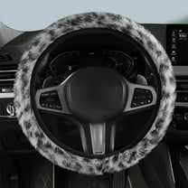 Fluffy Car Steering Wheel Cover, Universal Fuzzy Steering Wheel Cover, Anti-Slip Leopard Warm Fur Vehicle Steering Wheel Protector Car Accessories for Men Women