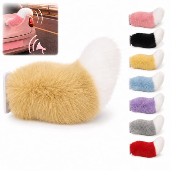 Fluffy Car Tail, Remote Control Wagging Furry Cat Tail Fit Vehicle Exterior Accessory, Voice-Activated Plush Cute Fox Rear Ornament, Electric Rechargeable Dog Waving Decoration for Auto Trunk Bumper