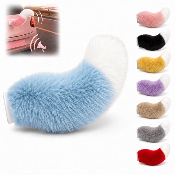 Fluffy Car Tail, Remote Control Wagging Furry Cat Tail Fit Vehicle Exterior Accessory, Voice-Activated Plush Cute Fox Rear Ornament, Electric Rechargeable Dog Waving Decoration for Auto Trunk Bumper