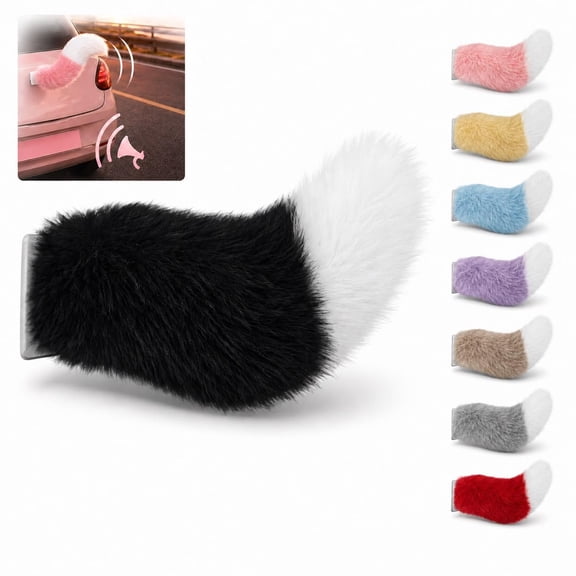 Fluffy Car Tail, Remote Control Wagging Furry Cat Tail Fit Vehicle Exterior Accessory, Voice-Activated Plush Cute Fox Rear Ornament, Electric Rechargeable Dog Waving Decoration for Auto Trunk Bumper