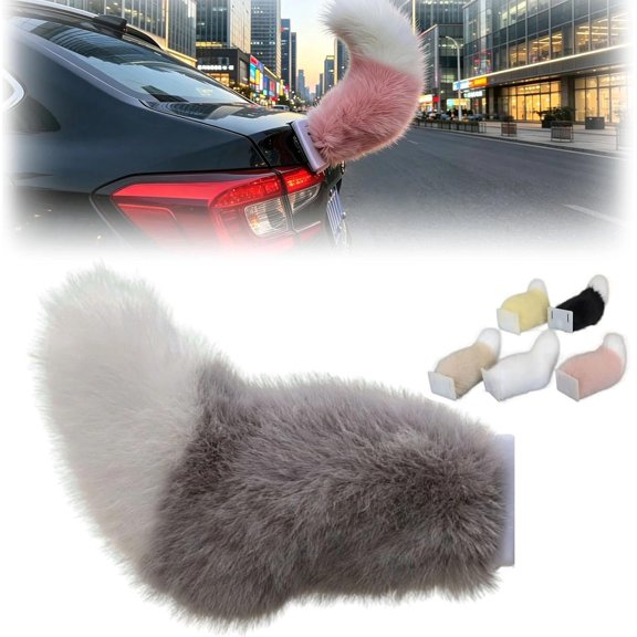 Fluffy Car Tail, Remote Control Wagging Furry Cat Tail Fit Vehicle Exterior Accessory, Voice-Activated Plush Cute Fox Rear Ornament, Electric Rechargeable Dog Waving Decoration for Auto Trunk Bumper