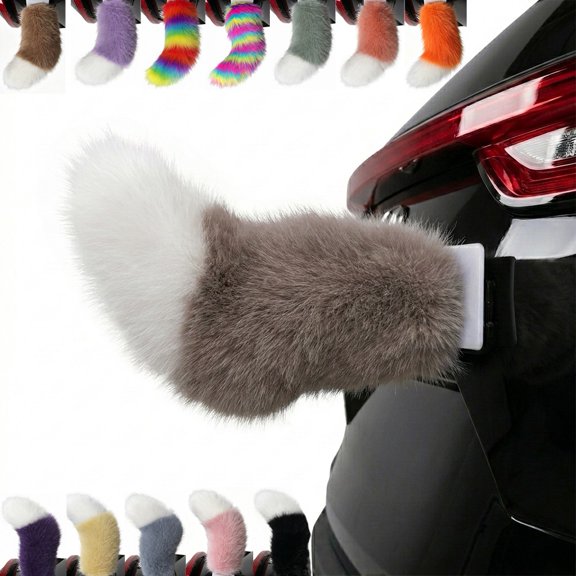 Fluffy Car Tail, Wagging Tail for Car, Remote Control Electric Bumper Cars Furry Moving Decoration, Cute Fuzzy Plush Wiggling Wiggle Universal Fit Vehicle Exterior Accessory Trunk Ornament