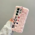 thumbnail image 1 of Fluffy Case for Samsung Galaxy S23, Girly Cute Faux Fur Cute Plush Furry Fuzzy Cover with Love Heart Shockproof Camera Lens Kickstand Protective Phone Case for Girls Women, Pink, 1 of 10