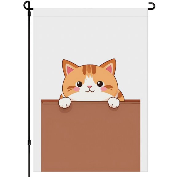 Fluffy Cat Cat Decoration Double Colored Garden Flags for Outdoor Deco for Balcony Porch Farmhouse Backyard Cute Cat Cartoon Style Kitten Porch Decor 28x40in Durable Versatile Flags