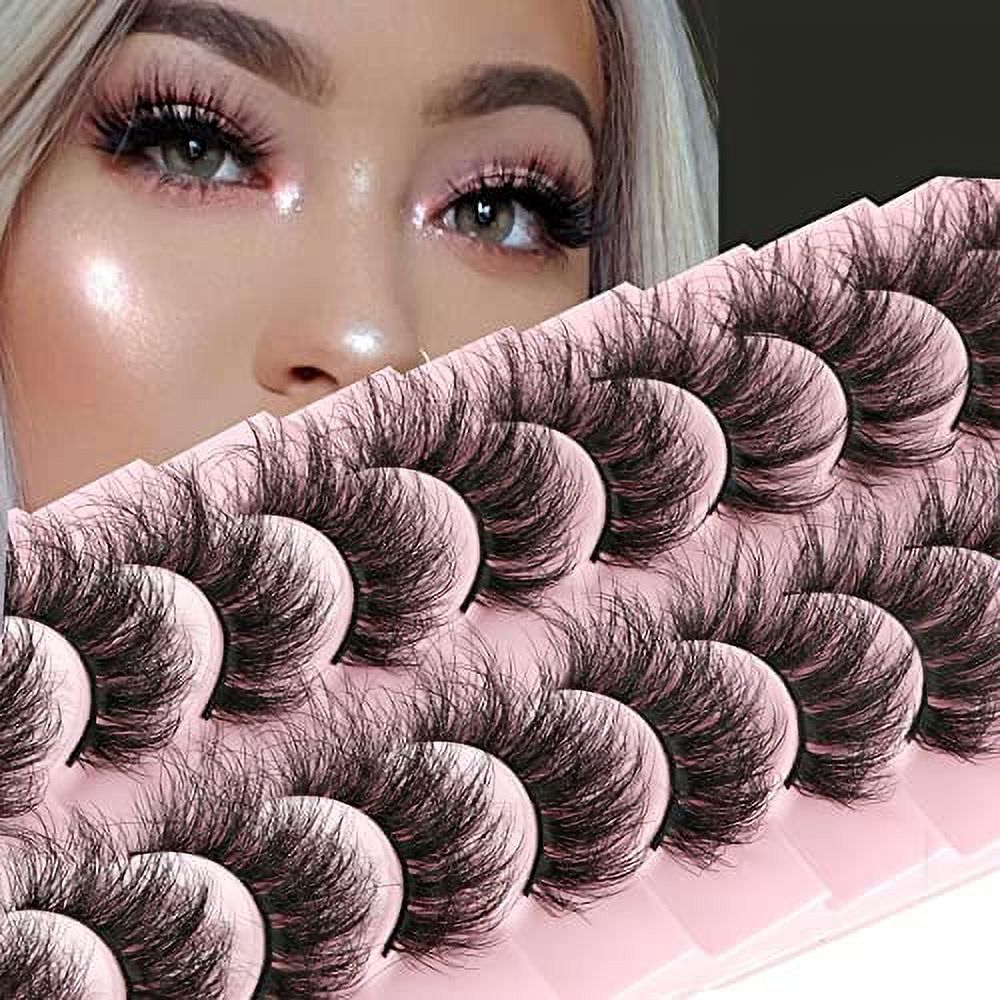 Fluffy CatEye Lashes Natural Look Clear Band Fluffy Faux Mink Lashes