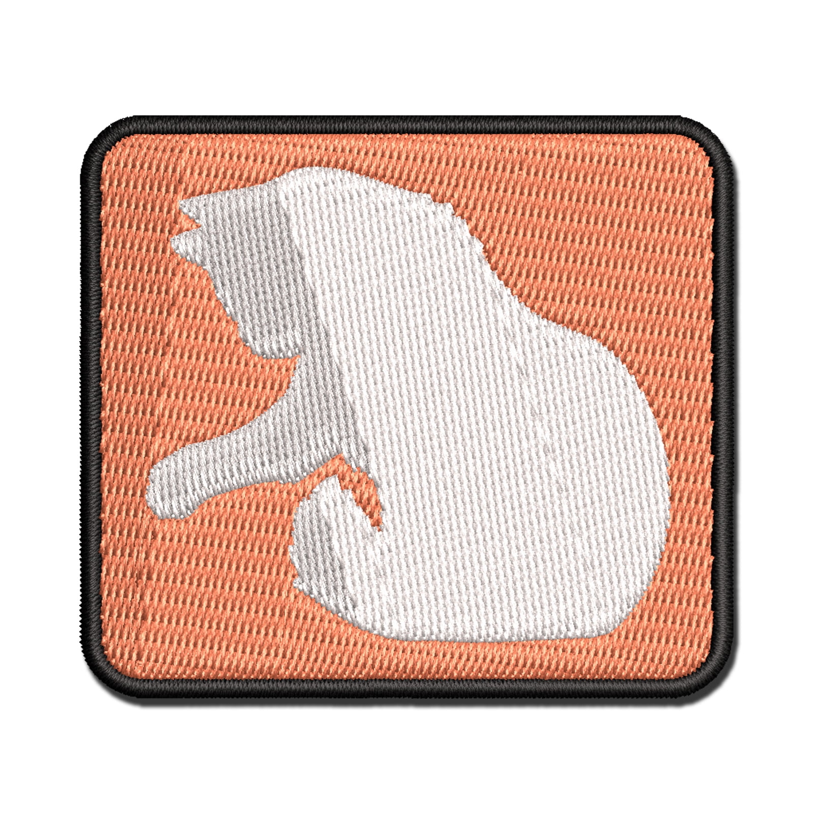 Fluffy Cat Kitten Hitting Something with Paw Claw Applique Multi-Color Embroidered Iron-On Patch - 3.5 Inch Large