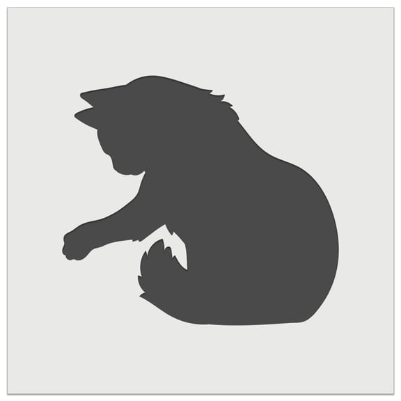 Fluffy Cat Kitten Hitting Something with Paw Claw DIY Cookie Wall Craft Stencil - 4.5 Inch