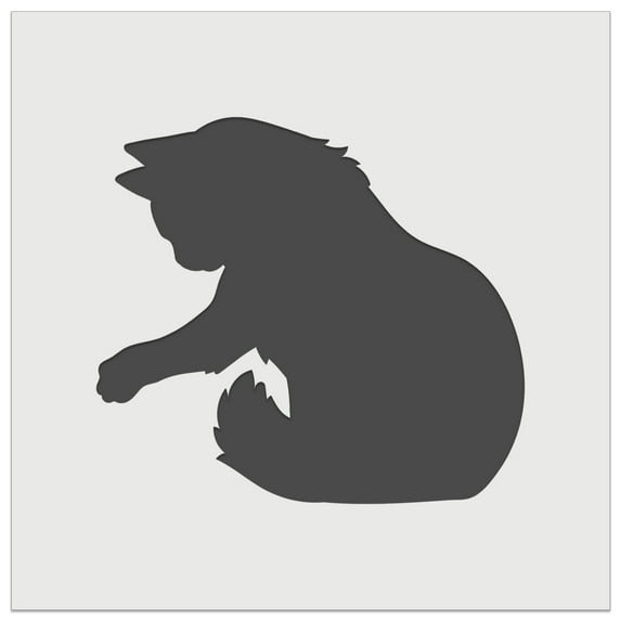 Fluffy Cat Kitten Hitting Something with Paw Claw DIY Cookie Wall Craft Stencil - 4.5 Inch