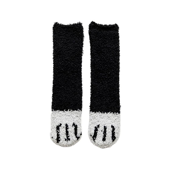 Fluffy Cat Paw Pattern Animal Bed Socks, Super Soft Fuzzy Winter Cozy Cute Baby Home Bed Socks