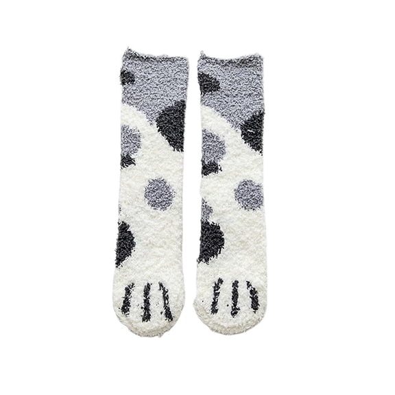 Fluffy Cat Paw Pattern Animal Bed Socks, Super Soft Fuzzy Winter Cozy Cute Baby Home Bed Socks
