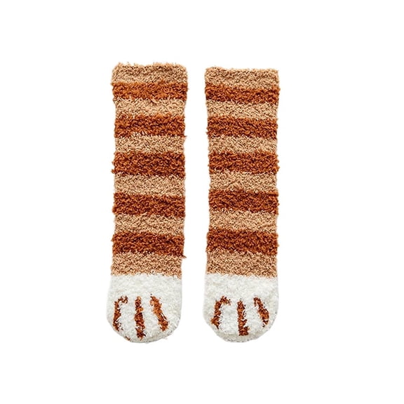 Fluffy Cat Paw Pattern Animal Bed Socks, Super Soft Fuzzy Winter Cozy Cute Baby Home Bed Socks