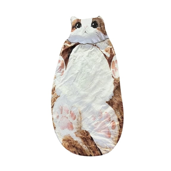 Fluffy Cat Sleeping Bag for Adults, Plush Cat Shaped Sleeping Bag for Adults, Adorable Cats Envelope Sleeping Bags, Washable Warm Blanket for Camping and Home Lounging, 68.9x31.5 Inch-1