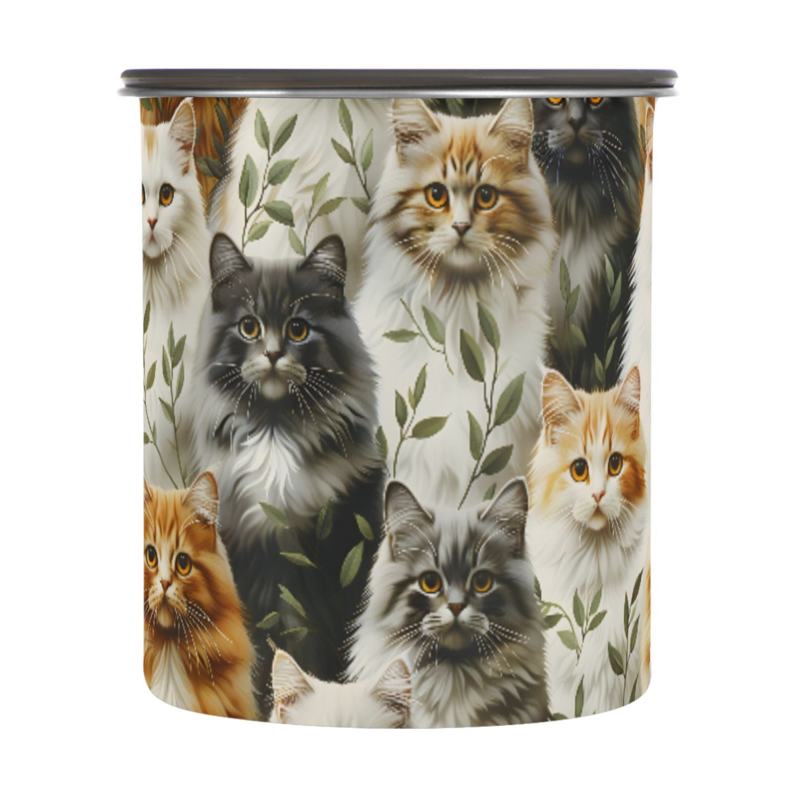 Fluffy Cats Kitten Airtight Coffee Bean Canister 30oz Food Storage Containers with Lids For Gournd, Tea, Sugar, Flour, Rice, Cereal, Candy Cookie Jar