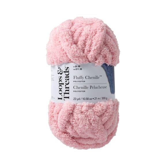 Loops & Threads Fluffy Chenille Yarn - Jumbo (7) 100% Polyester, Soft Fuzzy Yarn for Knitting & Crochet Blankets, Hats, Plushies & Sweaters, 23 yd / 10.58 oz Skein, 6 Pack