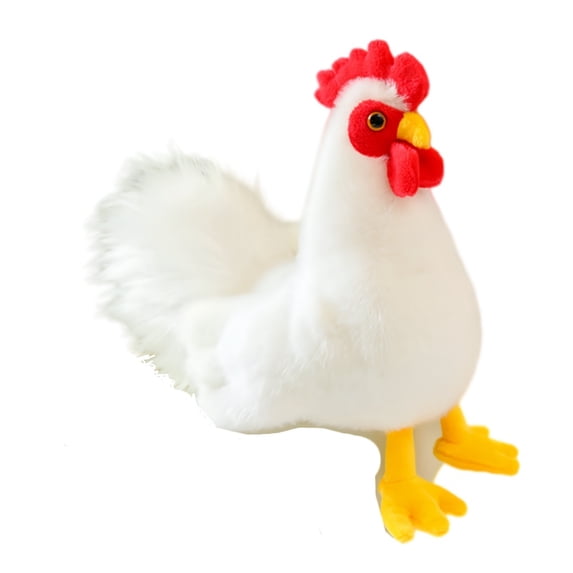 Fluffy Chicken Plush Toys Cute Farmyard Animal White Chicken Plushies Funny Hen Stuffed Dolls Gift