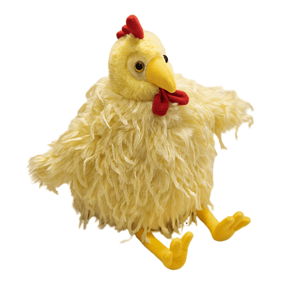 Fluffy Chicken Stuffed Animal Plush - Realistic Hen Plush Toy - Fun Companion - Yellow 11 Inch