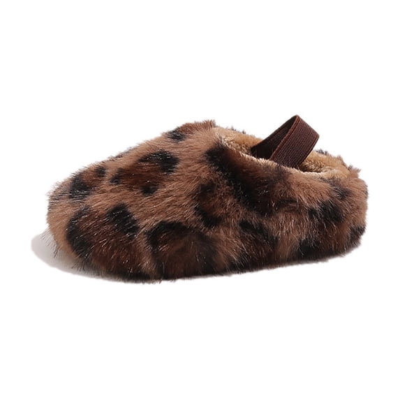 Ticikt Fluffy Children's Slippers - Toddler Girls Leopard Print Slipper Warm House Shoes,Size:5-5.5 Years