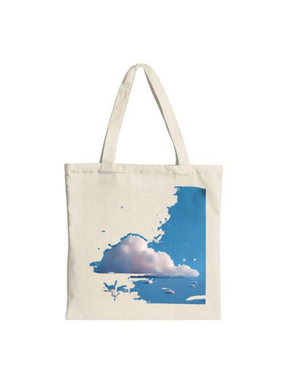 Fluffy Cloud Canvas Tote Bag - Serene Sky Design Multifunctional Reusable Shopping Bag for Travel Parties & Everyday Use