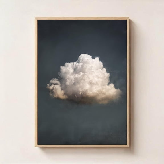 Fluffy Cloud Wall Art Print Minimalist Sky Dreamy Decor, Unframed Canvas 12x16in