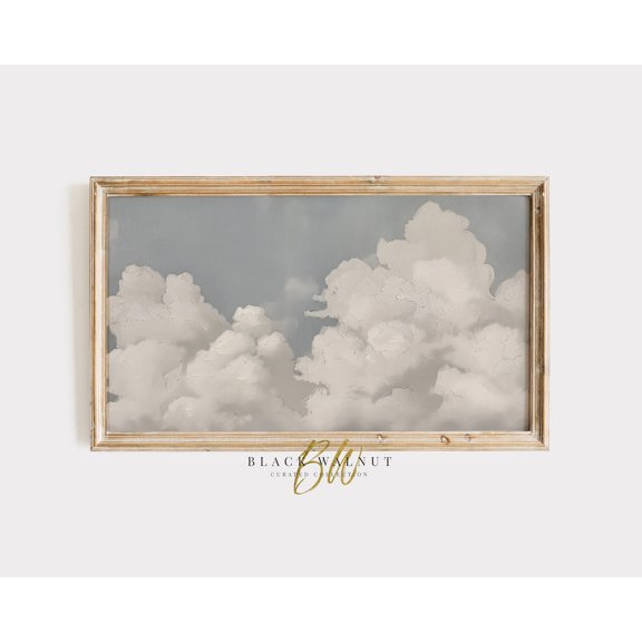 Fluffy Cloud Wall Art Print, Neutral Sky Decor
