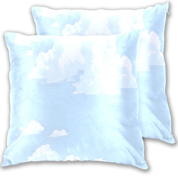 Fluffy Clouds 16x16in 2-Piece Cotton Fleece Throw Pillow Covers, Shrink Resistant, Hidden Zip