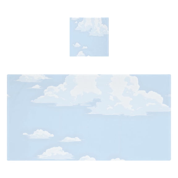 Fluffy Clouds 2 Piece Cotton Bath and Face Towel Set Soft and Absorbent, for Beach Pool Bathroom