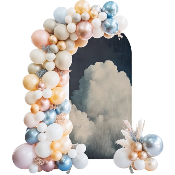 Fluffy Clouds Arch Backdrop Cover 4 FT Dark Sky Abstract Nature Stretchy Elastic Arch Stand Covers Spandex Arched Background Birthday Wedding Party Decoration (No Stand)