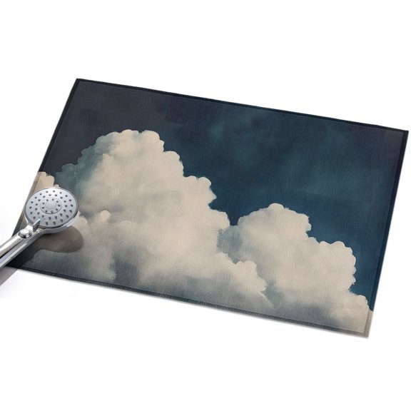 Fluffy Clouds Area Rug, Dark Sky Abstract Nature Non-Slip Felt Rubber Backing Rectangle Indoor Carpet Washable Rugs for Living Room Bedroom 2x3ft