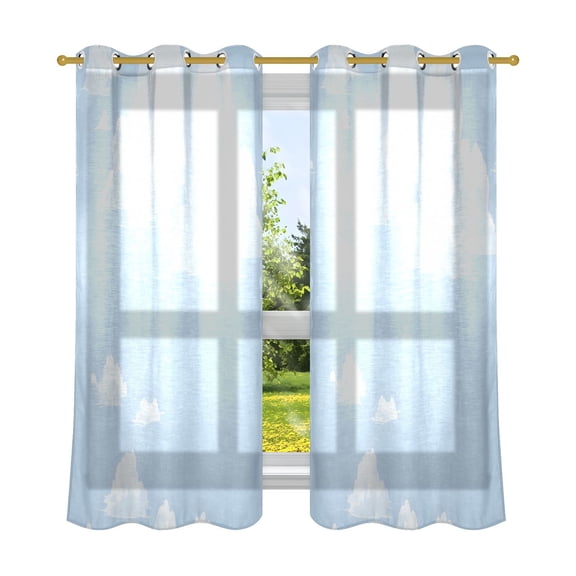Fluffy Clouds Breathable Sheer Curtains 63x52in Soft Light Filtering, UV Protection and Thermal Insulation