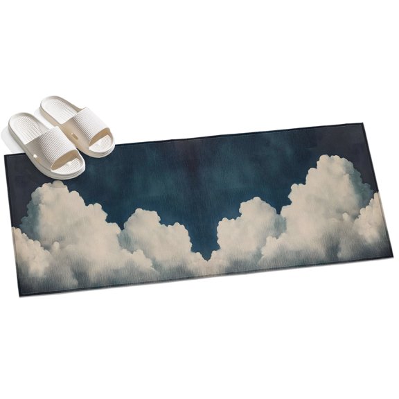 Fluffy Clouds Runner Rugs 2x6ft Dark Sky Abstract Nature Washable Rug, Non Slip Indoor Carpet Absorbent Floor Mat for Living Room Bedroom Dining Room