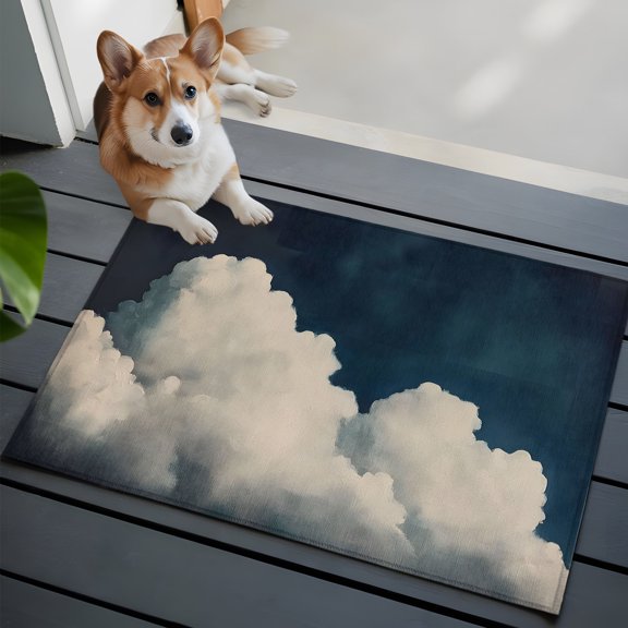 Fluffy Clouds Small Area Rugs 2x3 Dark Sky Abstract Nature Entryway Rugs Washable Door Mat, Low-Profile Area Rugs Non Slip Floor Carpet for Living Room Bedroom Home Office