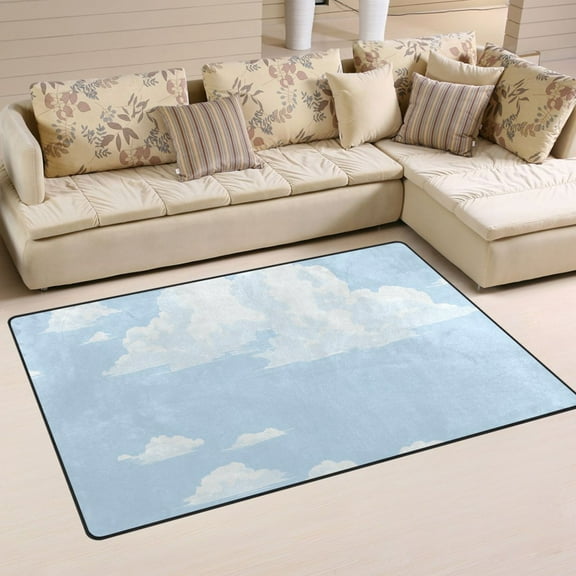 Fluffy Clouds Soft Polyester Area Rug 31''x20'', Non Slip, Memory Foam, Water Absorbent