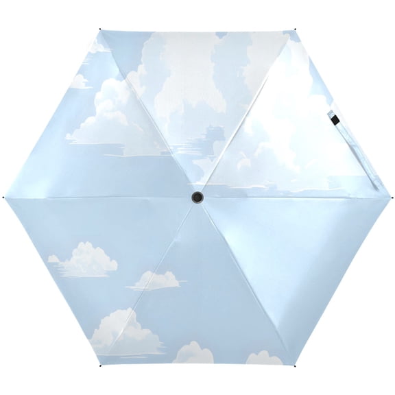 Fluffy Clouds Umbrellas for Sun Auto Open Close UV50+ Waterproof 5-Fold Compact Fiberglass Frame