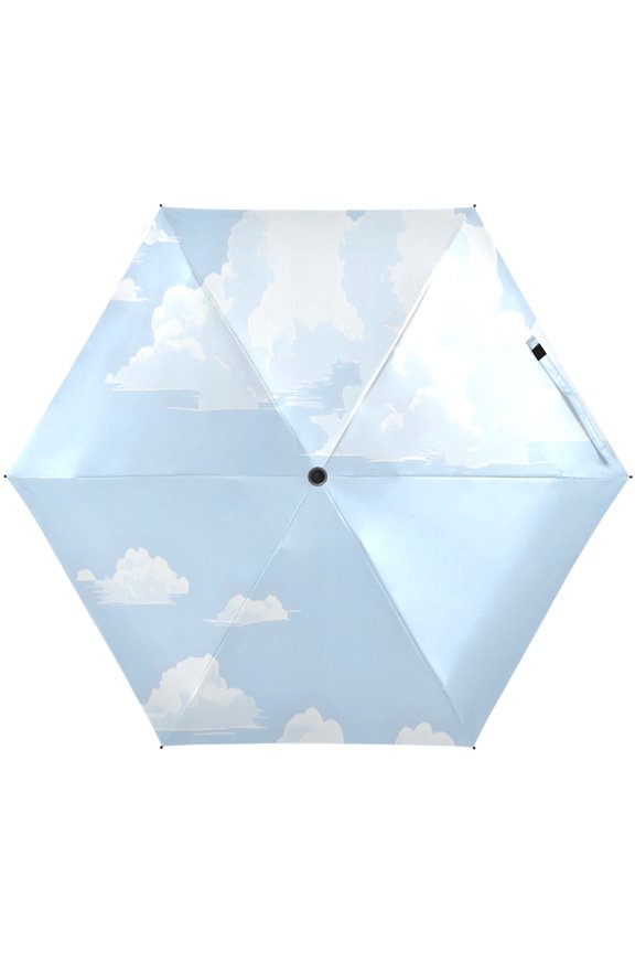 Fluffy Clouds Umbrellas for Sun Auto Open Close UV50+ Waterproof 5-Fold Compact Fiberglass Frame