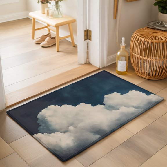 Fluffy Clouds Washable Small Entryway Area Rugs 2'x3', Dark Sky Abstract Nature Washable Throw Rug Non-Slip Sturdy Edge Binding Carpet for Front Door Floor Room Entry