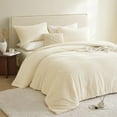 thumbnail image 1 of Fluffy  Comforter Set - Ultra-Soft Cream White Flannel Thick Comforter for  Bed, Luxury Warm Bedding Set for Winter & Fall, Cozy Fuzzy Bed Set 3 Pieces (1 Comforter & 2 Pillowcases), 1 of 7