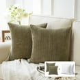 thumbnail image 1 of Fluffy Corduroy Velvet Solid Color Suqare Cusion Accent Decorative Throw Pillow for Couch, 18" x 18", Light Brown, 2 Pack, 1 of 6