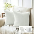 thumbnail image 1 of Fluffy Corduroy Velvet Solid Color Suqare Cusion Accent Decorative Throw Pillow for Couch, 18" x 18", White, 2 Pack, 1 of 6