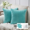 thumbnail image 1 of Fluffy Corduroy Velvet Solid Color Suqare Cusion Accent Decorative Throw Pillow for Couch, 20" x 20", Aqua, 2 Pack, 1 of 6