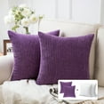 thumbnail image 1 of Fluffy Corduroy Velvet Solid Color Suqare Cusion Accent Decorative Throw Pillow for Couch, 20" x 20", Purple, 2 Pack, 1 of 6