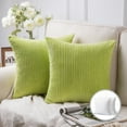 thumbnail image 1 of Fluffy Corduroy Velvet Solid Color Suqare Cusion Accent Decorative Throw Pillow for Couch, 22" x 22", Pale Green, 2 Pack, 1 of 6